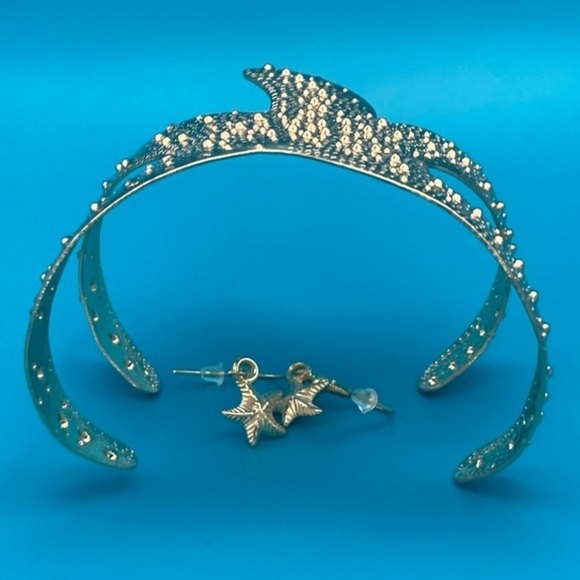 Gold Adjustable Starfish Cuff Bangle & Handmade Starfish Earrings! - Picture 1 of 3